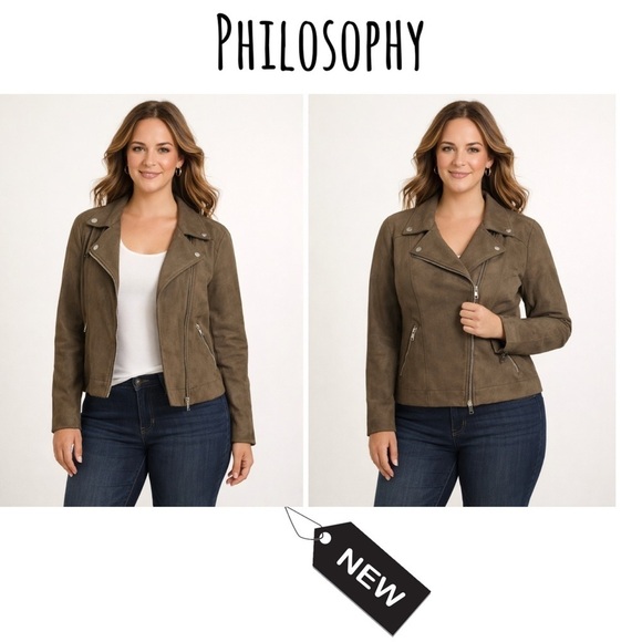 Philosophy Jackets & Blazers - Nwt’s Philosophy Faux leather moto brown/ jacket mushroom fashion
